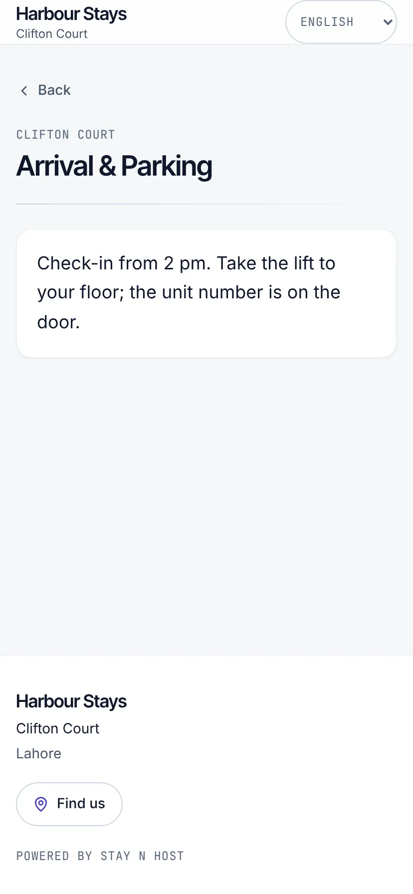 The arrival screen: how to find the building, where to park, and what a late arrival needs